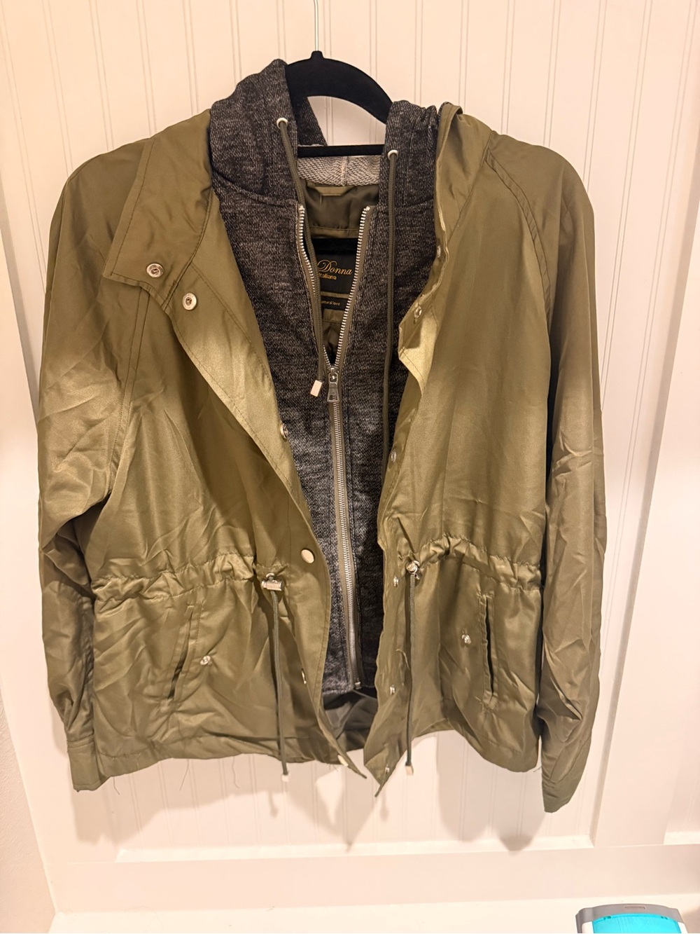 Adonna Olive Green Utility Jacket with Heather Gray Hoodie Liner